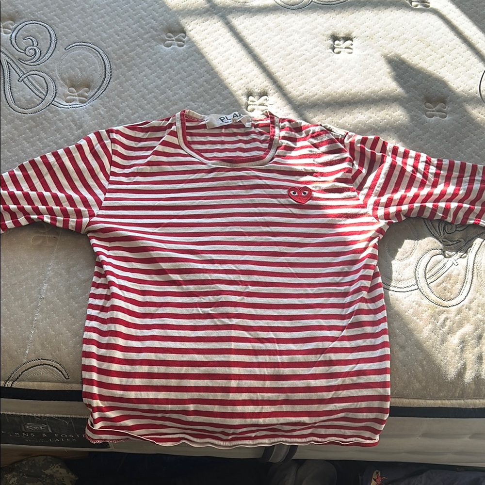 Comme des Garçons Play Red and White Striped Top